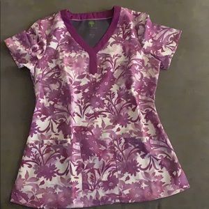 Purple Floral Scrub Top